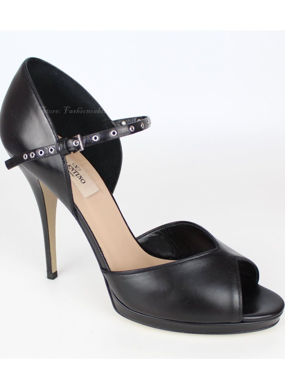 NEW Valentino Garavani Eyelet Leather Stiletto Sandals Black EU 41.5